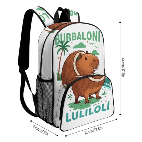 Burbaloni-luliloli Merch Large Travel Backpack Italian-Brainrot Meme Waterproof Lightweight Daypack White 44x32x19cm2