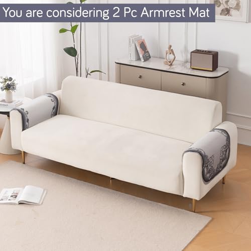 Image of HOKIPO HeavenHue Fleece Backed Sofa Armrest Cover 2 Pc, Twilight Lace