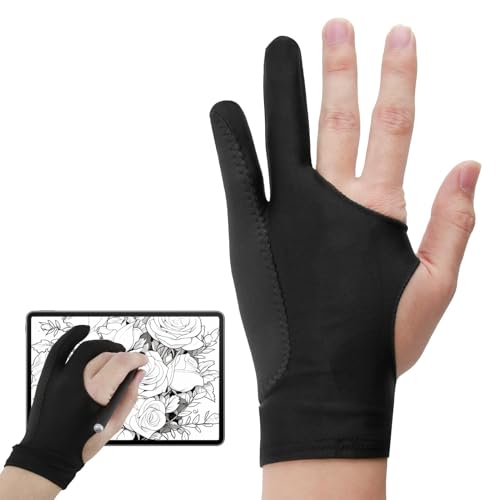 Guante de dibujo, guante para dibujar tableta gráfica, guantes anti-tacto accidental de 3 capas,...