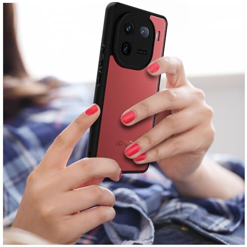 Image of KAPAVER Hybrid Back Cover Case Compatible with iQOO 12 5G (PC+TPU) (Black)