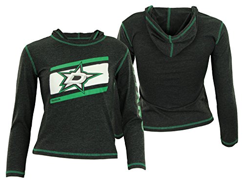Outerstuff NHL Youth Girls Dallas Stars Long Sleeve Jersey Hoodie, Charcoal Large (14)