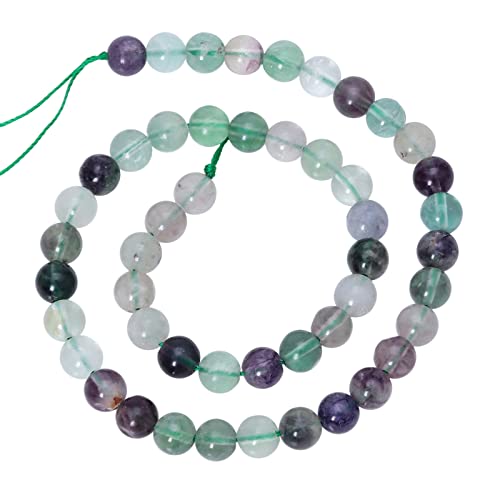 Nupuyai Fluorite 8mm Round Crystal Stone Beads for Jewelry Making DIY Bracelet Necklace Polished Stone Loose Beads Strand 15"