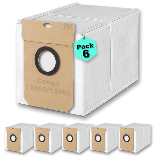RM Pro® 6 Bolsas de Repuesto para Aspiradora Cecotec Conga 11090/13090 Spin Revolution Home&Wash – Alta Compatibilidad, Filtro de Polvo Eficiente