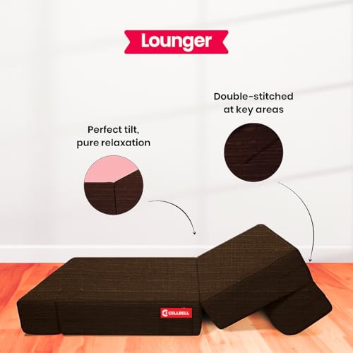 Image of CELLBELL Comfy Sofa Cum Bed 6x6 Feet | Foldable Dual Use Couch Bed with Soft Cushions, Washable Fabric Cover & Sturdy Frame | Space Saving Modern Design for Living Room, Bedroom & Guest Use (Brown)