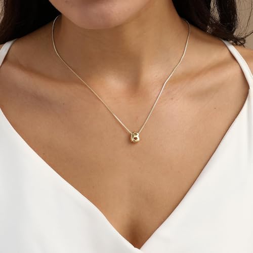 Image of Personalized Bubble Letter Initial Necklace, 14K Gold Plated, Dainty Pendant for Women, Trendy Gold Jewelry