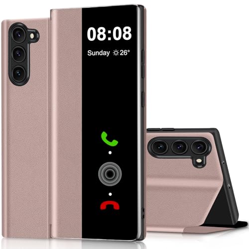 Étui Samsung S23 Plus avec fenêtre et béquille rose antichoc