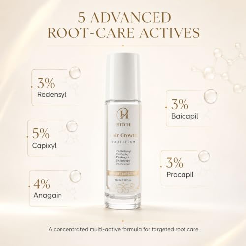 Image of HITCH Hair Growth Root Serum for Men & Women, 10ml | 3% Redensyl, 5% Capixyl, 4% Anagain, 3% Baicapil, 3% Procapil | Hair Fall Control Serum for Thicker, Fuller Looking Hair | All Hair Types