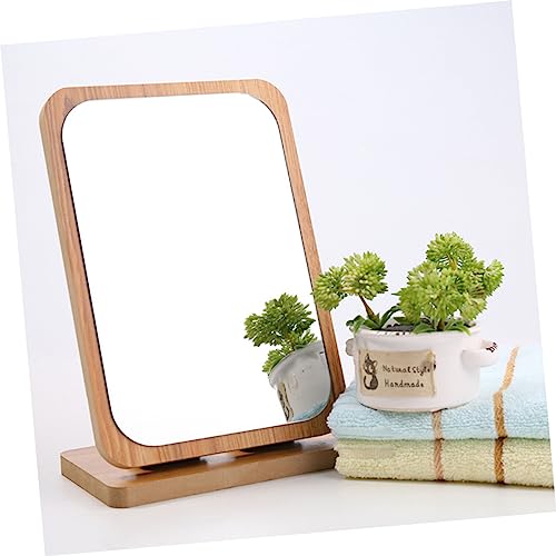 Espejo para maquillaje de madera plegable grande miniatura 3