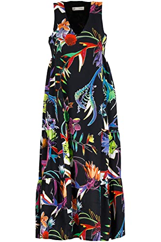 CafèNoir Abito Lungo con Balze Laterali Nero XXL