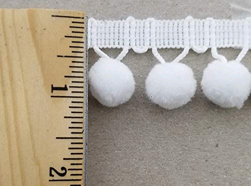 5/8" Pom Pom Polyester Ball Fringe - 12 Continuous Yards - Color Options! Made In Usa! (White) #TOP1