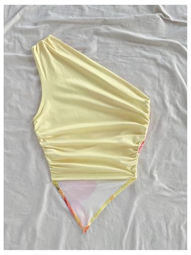 MakeMeChic Women's Floral One Shoulder Tank Top Ruched Asymmetrical Sleeveless Y2k Tops2