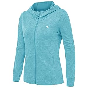 donhobo Women’s Running Jackets with Thumb Hole,Long Sleeve Gym Sport Zip Up Hoodie Top Breathable Quick-Dry Tops with Zip Side Pocket