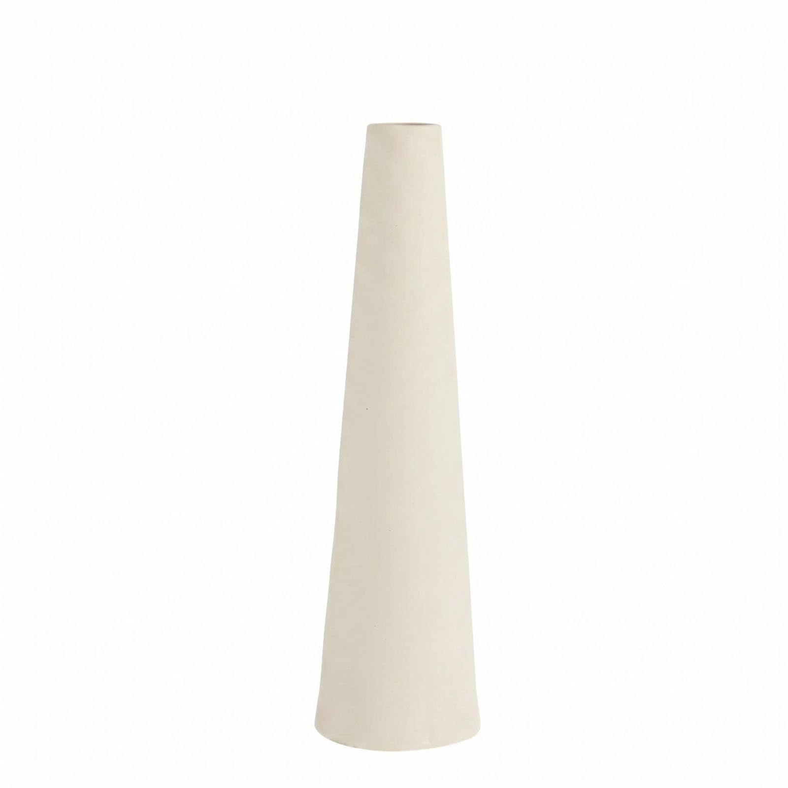 Vase en céramique beige de 20cm, petit porte-bourgeons conique pour mariage