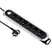 Produktbild Electraline 30961 Steckdosenleiste mit 6 Steckdosen, Kabeltrommel, Ein-/Ausschalter und Stecker, Verlängerungskabel, 3 m, Schwarz