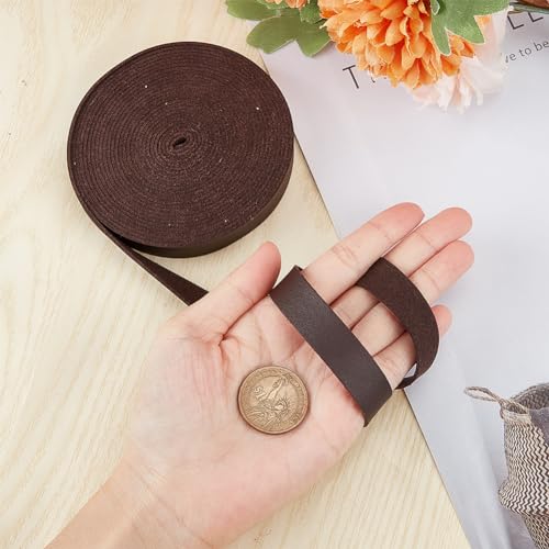 GORGECRAFT 5M x 15mm Wide Leather Strap Flat Leather Cord 1.6mm Thick Lychee Grain Imitation Strips Threads Braiding Ropes for DIY Craft Pet Collars Guitar Belt Bracelet Jewelry Making - Image 3