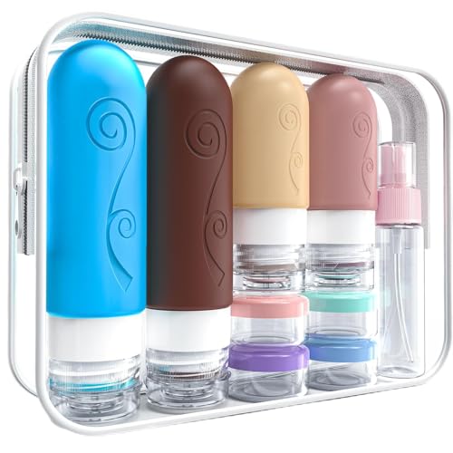16 Pack Travel Bottles Set for Toiletries, TSA Approved Travel Containers Leak Proof Silicone Squeezable Travel Accessories 2oz 3oz for Shampoo Conditioner Lotion Body Wash (BPA Free) (Multicolored)