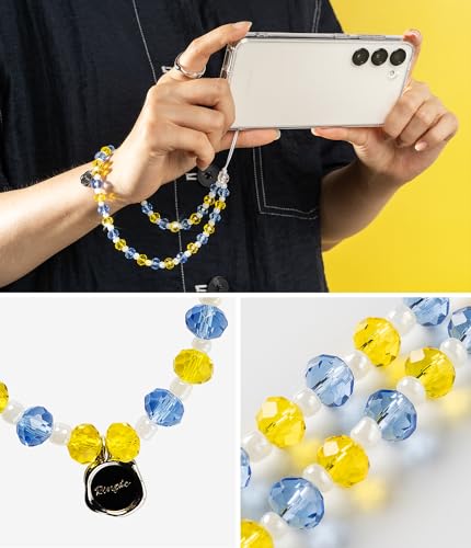 Image of Ringke Beaded Strap Compatible for Cell Phone Case, Cute Aesthetic Stone Beads Charm Keychain Wrist Hand Bracelet Strap for Phone Cover Decoration Accessories for Women, Girls