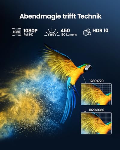 Dangbei Freedo Beamer mit Akku, 450 ISO Lumen, Google TV & Netflix, Dolby Audio, 1080P, HDR10, 165° Ständer, Smart Beamer mit WiFi & Bluetooth für Zuhause Outdoor, 2,5 Std Laufzeit, inkl. Tragetasche – Bild 7