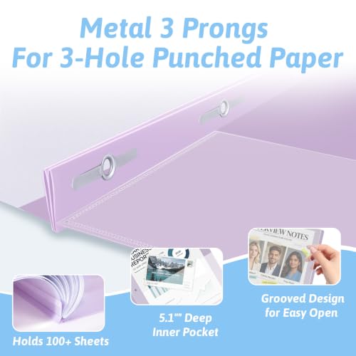 Image of Ndsox 30 Pack Clear Front Report Covers with 3-Prong Fasteners for 8.5 inchx11 inch | Plastic Presentation Folders Clear Front, 3 Prongs Report Covers, Resume Folders for Interview, 10 Colors, Large Capacity