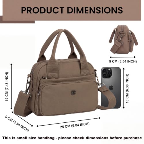 Image of TS WITH TECHSUN Small Women Crossbody Sling Bag Handbag for Travel Office Use, Water Resistant Nylon Shoulder Purse, Adjustable Strap Multipocket Organizer (25(L) X 19(H) X 9(W) CM)