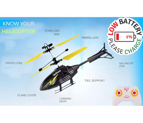 Image of VRIKRION RC Helicopter Toy for Kids with Hand Sensor Auto-Lift Rechargeable (BLACKYELLOW)