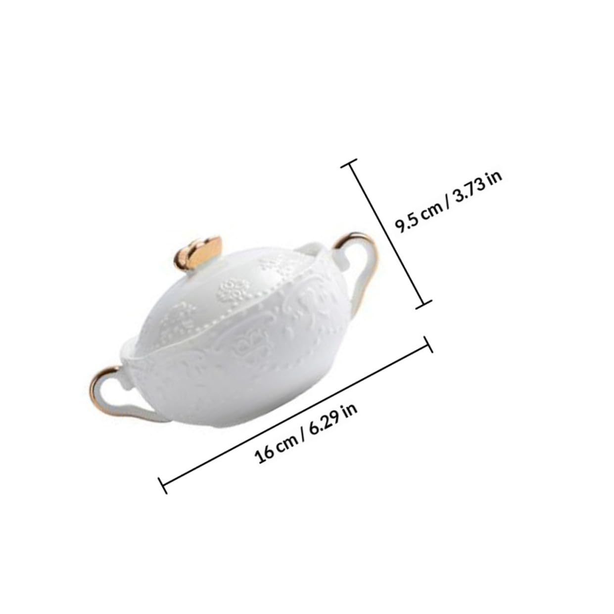 Cuenco de Cerámica Blanco de 3 Piezas con Tapa y Cuchara
