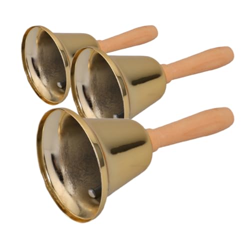 OFFSCH Vintage Hand Bell Service Bells for Classroom Office Restaurant Jingles with Golden Finish for Elderly Food