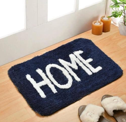 Image of Set of 2 Micro Anti Skid Bath Mat for Home Kitchen, Office, Water Absorbent Machine Washable and Quick Dry Luxury Mats for Bathroom, Kitchen, Entrance. (Blue Home)