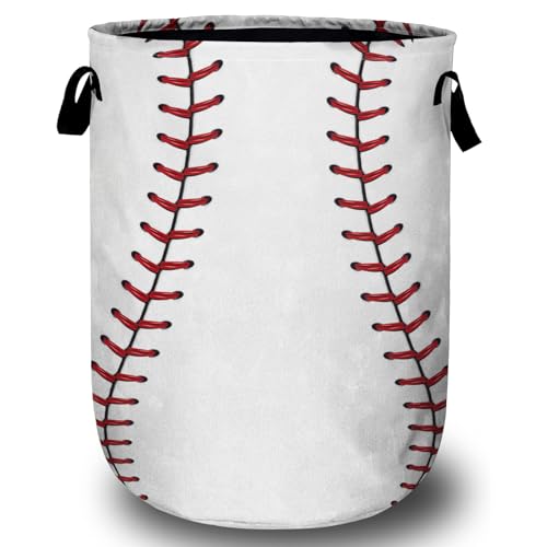 Baseball Laundry Basket, Foldable Waterproof Ball Laundry Hamper Tote Bag Dirty Clothes Storage Bucket Organizer for Bathroom/Laundry/Bedroom 15.7"x19.6"