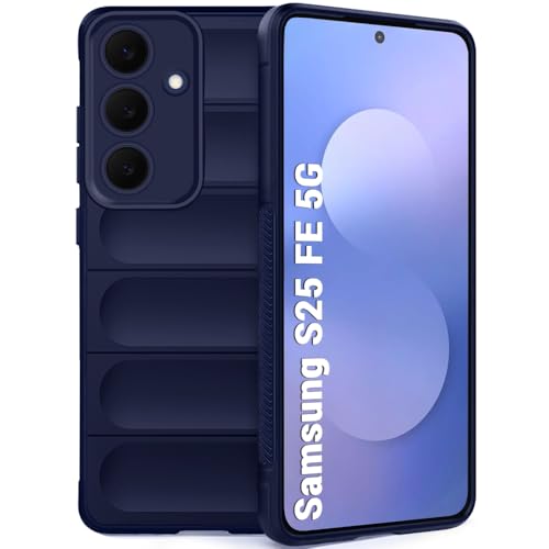 Image of TheGiftKart Liquid Silicon Back Cover Case for Samsung Galaxy S25 FE 5G | Shockproof Military Grade Protection | Micro-Fibre Cloth On Inner Side | Built-in Anti-Slip Grip Back Cover Case (TPU, Blue)