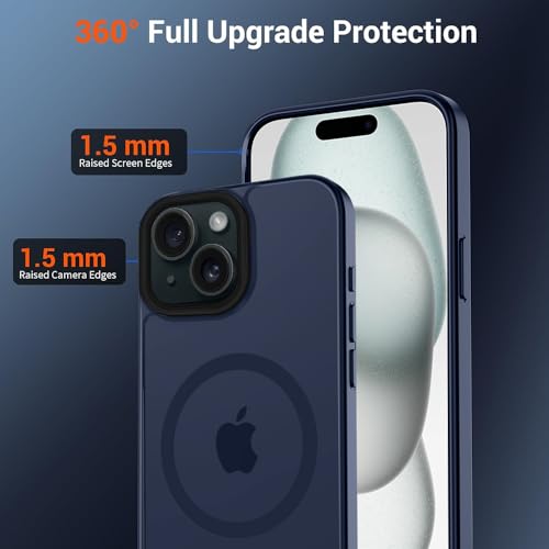 Image of iPhone 15 Plus Magsafe Hard Back Case | Matte Design & 360 Protection | Military-Grade Apple iPhone 15 Plus Cover | Strong Magnet Back - Blue