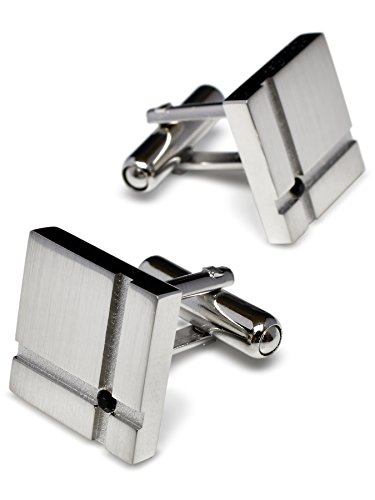 [タバラット] カフスボタン カフス メンズ スワロフスキー 日本製 真鍮 (シルバー-ブラック)