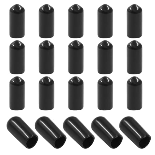 Image of 60 Pcs 6.5mm (1 /4 inch) Rubber End Caps Bolt Screw Protector, Black | PVC Flexible Impact Absorbing, Prevents Scuffs Dust Rust, Fits 6.5-7mm Round Tube Threads, Indoor Outdoor Use