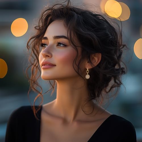 Modern Gold Crystal Drop Earrings for Women with Pavé Disc and Oval Link Design – Lightweight Statement Dangle Earrings – Trendy Fashion Jewelry Gift Idea, Gold or Silver4