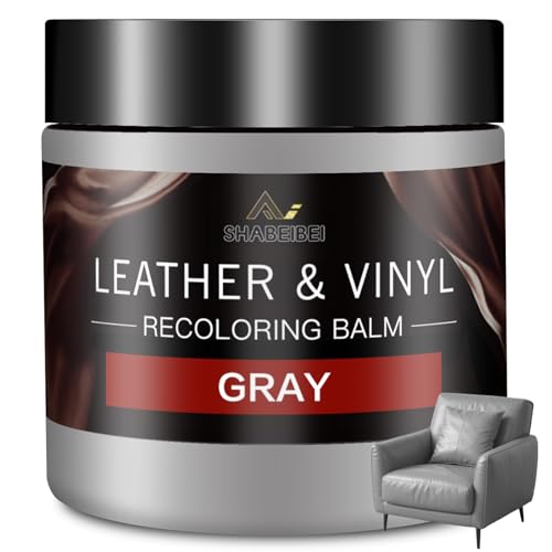 Leather Recoloring Balm and Leather Repair Kit for Furniture, Gray Lea