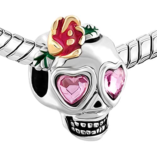 Abalorio de calavera de azúcar Halloween charm de metal compatible con pulseras Pandora 2