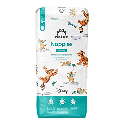 Marca Amazon - Mama Bear Disney pañales ultrasecos, Talla 6+ (16+ kg), Blanco, 66 Unidad