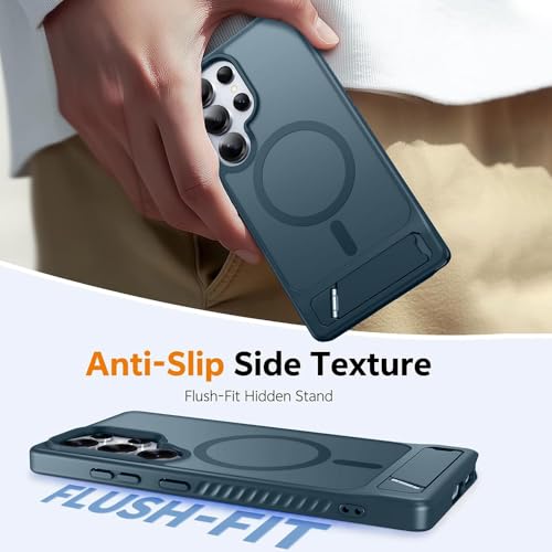 Image of KARWAN Ultra Hybrid Matte Back Cover Case Compatible with Stand Magnetic for Samsung Galaxy S23 Ultra | Mag-Safe Wireless Charging | Camera Bump Protection -(Blue)