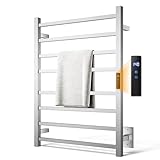 AquivaCoast Towel Warmer Rack, Heated Towel Racks for Bathroom, Wall Mounted Towel Warmer, Stainless Steel 8-Bars Drying Rack with Intelligent Touch Screen Timer, Brushed Nickel