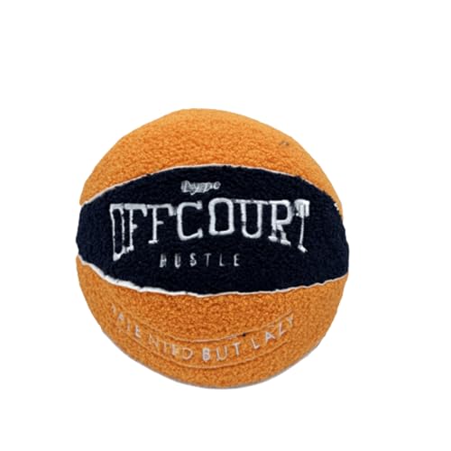 Herfair 3D Offcourt Basketball Cushion 25 cm Pillow - Soft Plush Ball Decoration Room Gifts for Boys Girls (Orange Black)