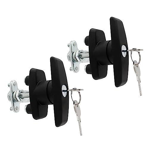 Loigohon ガレージキャビネットロック ブラック Tハンドル 2個セット ? 防錆亜鉛合金製 取り付け簡単 幅広い用途