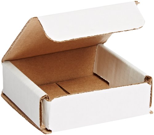 Aviditi White Corrugated Cardboard Mailing Boxes, 3 x 3 x 1 Inches, Pack of 50, Crush-Proof, for Shipping, Mailing and Storing