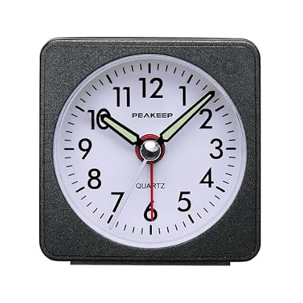 Peakeep Ultra Small, Battery Travel Alarm Clock with Snooze and Light, Silent with No Ticking Analog Quartz Peakeep Ultra Small, Battery Travel Alarm Clock with Snooze and Light, Silent with No Ticking item