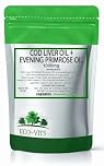 Cod Liver Oil and Evening Primrose Oil 1000mg 120 Capsules, Omega-3 and GLA for Heart, Skin & Joint Wellness, Antioxidant-Rich Support