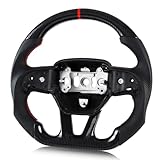 VOONKE Dry Carbon Fiber Steering Wheel For Dodge D-shaped Nappa Perforated Leather Flat-bottom Steering Wheel For Dodge/Jeep Grand Cherokee/SXT/GT/RT/SRT/HELLCAT
