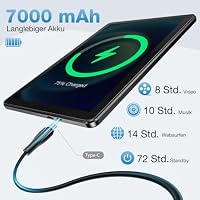 MENTUME Tablet 10 Zoll, Android 16 Tablet mit Hülle, Unisoc T606 CPU, 26 GB RAM + 128 GB ROM + 1 TB TF, 1280x800 HD IPS Display, 7000 mAh Akku, Duale Kamera, WiFi 6, BT 5.0, Widevine L1, GPS (K50) – Ansicht 4