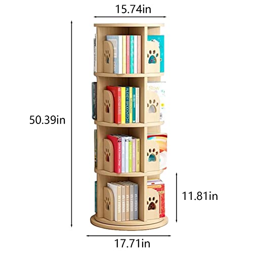Winfree Rotating Bookshelf For Small Space,360 Display 4 Tier Floor Standing Bookcase Storage Rack #TOP1
