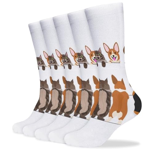 5 Pairs Long Athletic Soft Socks Compression Crew Stockings 15.7x3.9 in