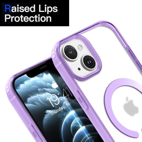 Image of KARWAN️ Hybrid Transparent iPhone 15 Back Cover Case Compatibe with Mag-Safe | Shockproof Design |Camera Protection Bump | Transparent Back Cover Case for iPhone 15 (PC, TPU | Purple
