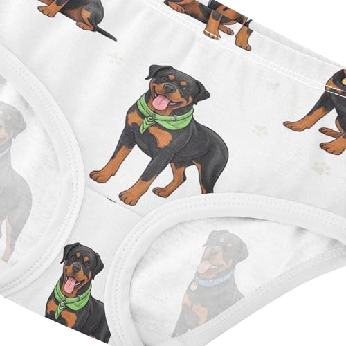 Cute Rottweiler Dogs Paw Print Little Girl Panties Toddlers Underwear Floral Cotton Stylish Briefs Kids Undies 2t4